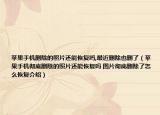 蘋(píng)果手機(jī)刪除的照片還能恢復(fù)嗎,最近刪除也刪了（蘋(píng)果手機(jī)徹底刪除的照片還能恢復(fù)嗎 圖片徹底刪除了怎么恢復(fù)介紹）