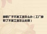 辭職廠子不發(fā)工資怎么辦（工廠辭職了不發(fā)工資怎么處理）