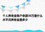 個(gè)人養(yǎng)老金賬戶余額30萬(wàn)是什么水平月養(yǎng)老金是多少