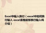 Excel中輸入換行（excel中如何換行輸入 excel表格能夠換行輸入嗎介紹）