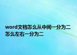 word文檔怎么從中間一分為二 怎么左右一分為二