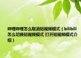 嗶哩嗶哩怎么取消短視頻模式（bilibili怎么切換短視頻模式 打開(kāi)短視頻模式介紹）