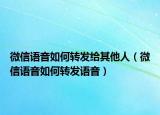 微信語音如何轉(zhuǎn)發(fā)給其他人（微信語音如何轉(zhuǎn)發(fā)語音）