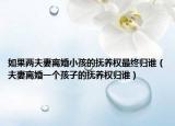 如果兩夫妻離婚小孩的撫養(yǎng)權(quán)最終歸誰（夫妻離婚一個孩子的撫養(yǎng)權(quán)歸誰）
