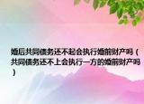 婚后共同債務(wù)還不起會(huì)執(zhí)行婚前財(cái)產(chǎn)嗎（共同債務(wù)還不上會(huì)執(zhí)行一方的婚前財(cái)產(chǎn)嗎）