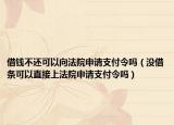 借錢不還可以向法院申請支付令嗎（沒借條可以直接上法院申請支付令嗎）