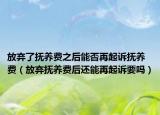 放棄了撫養(yǎng)費(fèi)之后能否再起訴撫養(yǎng)費(fèi)（放棄撫養(yǎng)費(fèi)后還能再起訴要嗎）