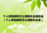 個人原因辭職怎么領(lǐng)取失業(yè)保險(xiǎn)金（個人原因辭職怎么領(lǐng)取失業(yè)金）