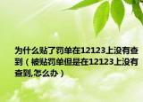 為什么貼了罰單在12123上沒(méi)有查到（被貼罰單但是在12123上沒(méi)有查到,怎么辦）