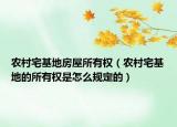 農(nóng)村宅基地房屋所有權（農(nóng)村宅基地的所有權是怎么規(guī)定的）