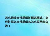 怎么修改文件后綴擴(kuò)展名格式（文件擴(kuò)展名文件后綴名怎么顯示怎么改）