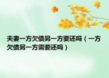 夫妻一方欠債另一方要還嗎（一方欠債另一方需要還嗎）