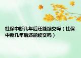 社保中斷幾年后還能續(xù)交嗎（社保中斷幾年后還能續(xù)交嗎）