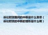 訴訟時效期間的中斷是什么意思（訴訟時效的中斷的情形是什么呢）