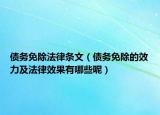 債務(wù)免除法律條文（債務(wù)免除的效力及法律效果有哪些呢）