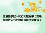 交通肇事致人死亡處理程序（交通事故致人死亡的處理程序是什么）
