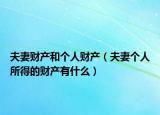 夫妻財(cái)產(chǎn)和個(gè)人財(cái)產(chǎn)（夫妻個(gè)人所得的財(cái)產(chǎn)有什么）