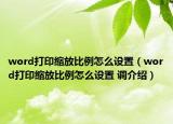 word打印縮放比例怎么設(shè)置（word打印縮放比例怎么設(shè)置 調(diào)介紹）