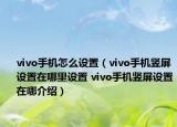 vivo手機(jī)怎么設(shè)置（vivo手機(jī)豎屏設(shè)置在哪里設(shè)置 vivo手機(jī)豎屏設(shè)置在哪介紹）