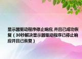 顯示器驅(qū)動程序停止響應(yīng),并且已成功恢復(fù)（30秒解決顯示器驅(qū)動程序已停止響應(yīng)并且已恢復(fù)）