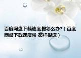 百度網盤下載速度慢怎么辦?（百度網盤下載速度慢 怎樣提速）