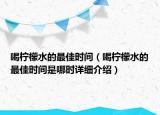 喝檸檬水的最佳時間（喝檸檬水的最佳時間是哪時詳細(xì)介紹）