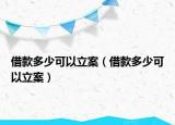 借款多少可以立案（借款多少可以立案）