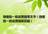 微信拍一拍設(shè)置搞怪文字（微信拍一拍設(shè)置搞笑后綴）