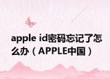 apple id密碼忘記了怎么辦（APPLE中國）