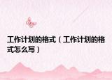 工作計(jì)劃的格式（工作計(jì)劃的格式怎么寫）