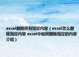 excel刪除所有指定內(nèi)容（excel怎么刪除指定內(nèi)容 excel中如何刪除指定的內(nèi)容介紹）