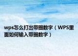 wps怎么打出帶圈數(shù)字（WPS里面如何輸入帶圈數(shù)字）