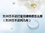 欠20萬不還打官司律師費怎么算（欠20萬不還判幾年）