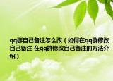 qq群自己備注怎么改（如何在qq群修改自己備注 在qq群修改自己備注的方法介紹）