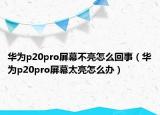 華為p20pro屏幕不亮怎么回事（華為p20pro屏幕太亮怎么辦）