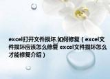 excel打開文件損壞,如何修復（excel文件損壞應該怎么修復 excel文件損壞怎么才能修復介紹）