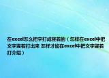 在excel怎么把字打成豎著的（怎樣在excel中把文字豎著打出來(lái) 怎樣才能在excel中把文字豎著打介紹）