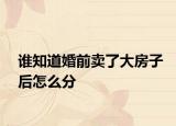 誰(shuí)知道婚前賣了大房子后怎么分