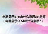 電腦顯示d-sub什么意思zol問答（電腦顯示D-SUB什么意思?）