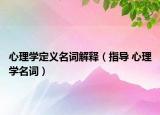 心理學定義名詞解釋（指導 心理學名詞）