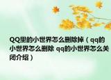 QQ里的小世界怎么刪除掉（qq的小世界怎么刪除 qq的小世界怎么關(guān)閉介紹）