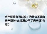 房產(chǎn)證補(bǔ)辦可以嗎（為什么不能辦房產(chǎn)證?什么情況辦不了房產(chǎn)證?介紹）