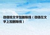 微信給文字加刪除線（微信在文字上加刪除線）