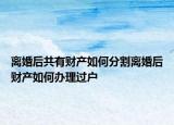 離婚后共有財產(chǎn)如何分割離婚后財產(chǎn)如何辦理過戶