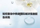 如何查詢中鐵建國際城詳情誰能告訴我