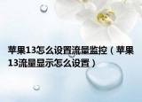 蘋果13怎么設(shè)置流量監(jiān)控（蘋果13流量顯示怎么設(shè)置）