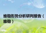 維穩(wěn)形勢(shì)分析研判報(bào)告（維穩(wěn)）