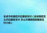 安卓手機(jī)微信開啟面容支付（安卓微信怎么開啟面容支付 怎么開通微信的面容支付介紹）