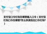 支付寶口令紅包在哪里輸入口令（支付寶紅包口令在哪里?怎么快速找出口令紅包?）