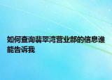 如何查詢翡翠灣營業(yè)部的信息誰能告訴我